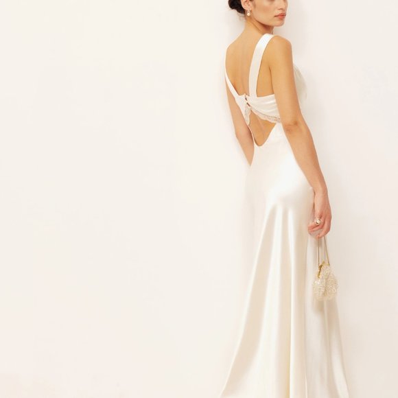 Reformation Chania Silk Maxi Dress Ivory SizeM NWT